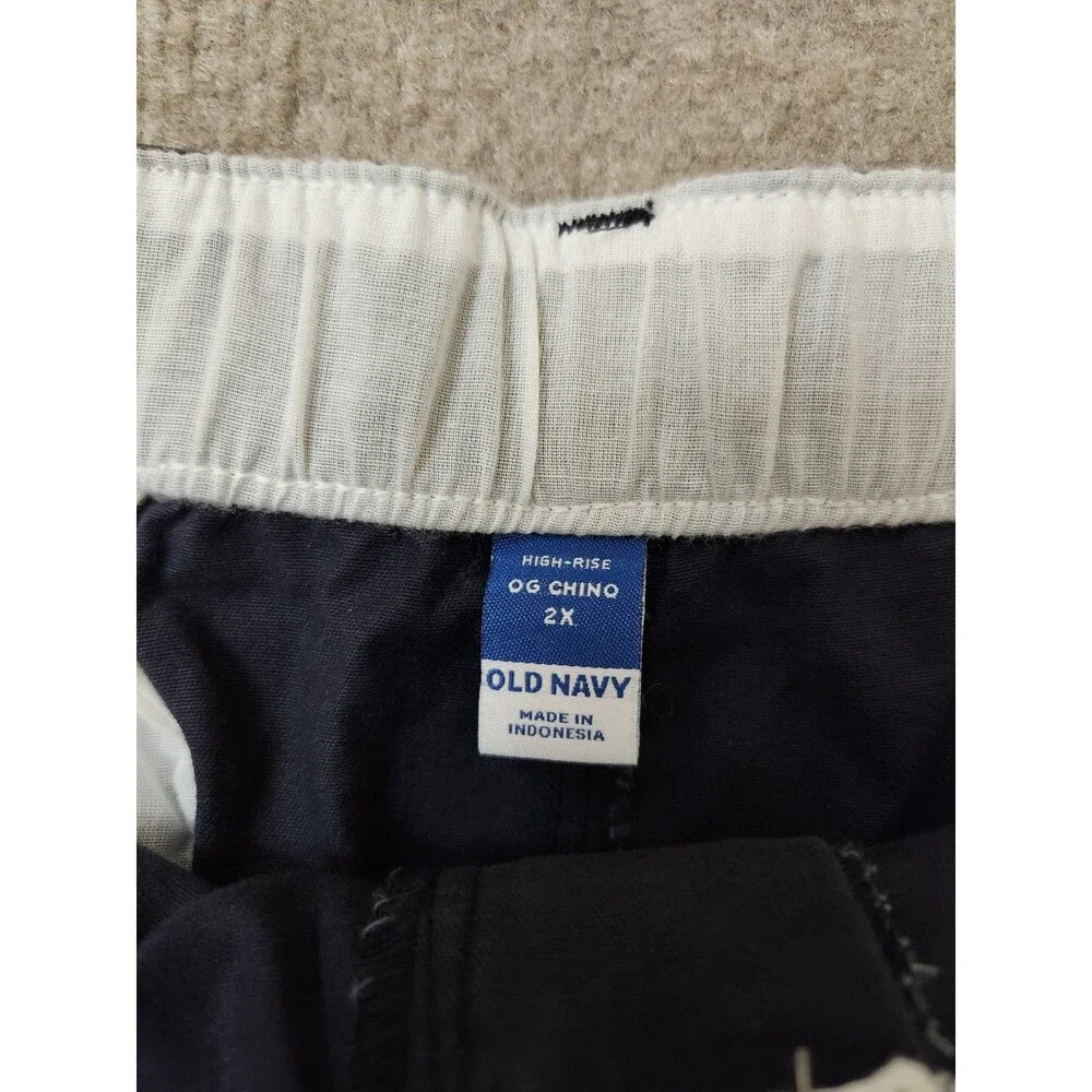 Old Navy OGC Chino Tapered Straight Pants Women 2X Navy Elastic Waist StretchNEW - Picture 8 of 10